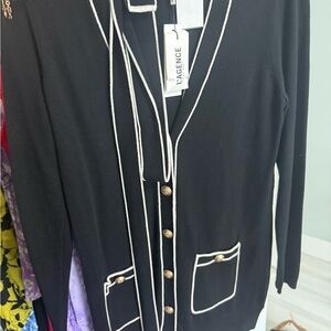 L'AGENCE Black Cardigan with Gold Buttons